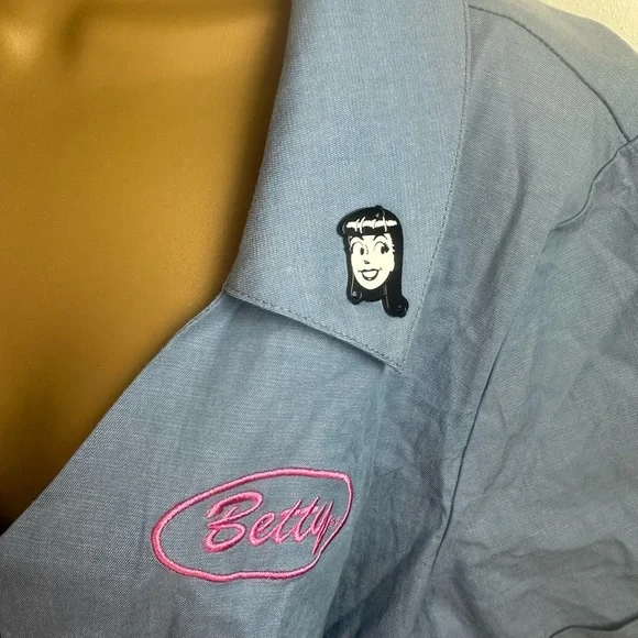 torrid X Betty & Veronica Chambray SpreadCollar Retro Button Front Romper NWT 18 - Picture 7 of 16